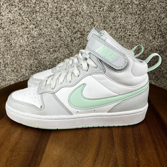 Nike Court Borough 2 High Top Sneaker Pure Platinum Mint Size 5Y Shoe CD7782-011 - Picture 4 of 11